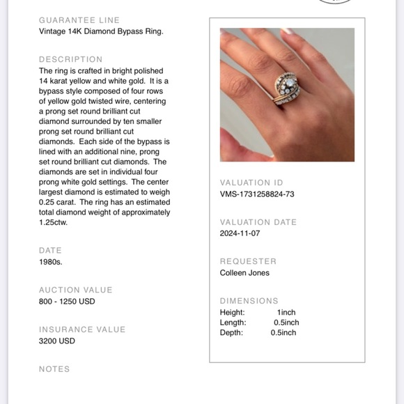 Vintage Stunning 1980’s Diamond 14k Bypass Ring ( unnoticeable flaw, see notes!! - Picture 3 of 14